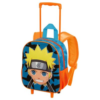 Naruto Happy-3D Backpack with Small Wheels, Blue