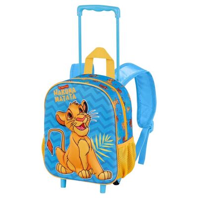 Disney The Lion King Hakuna-3D Backpack with Small Wheels, Blue
