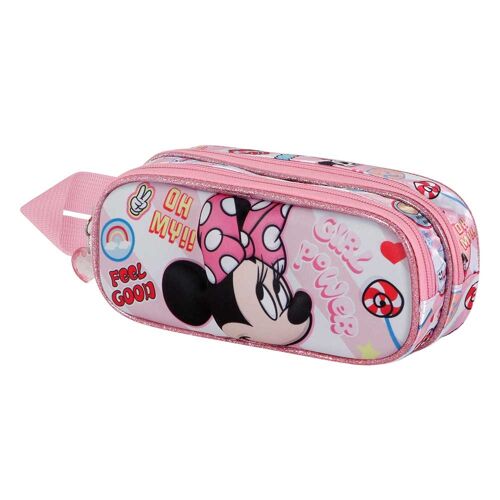 Disney Minnie Mouse Power-Estuche Portatodo 3D Doble, Rosa