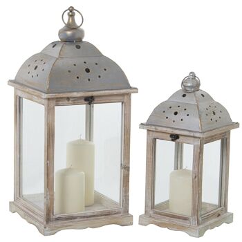 SET 2 LAMPES BOIS/MÉTAL/VERRE 18X18X40+26X26X56CM ST76183 1