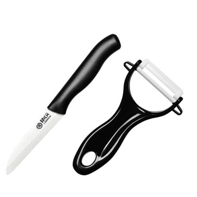 juego de 2 cuchillos (cuchillo fruta 75 mm, pelador) NEGRO-SIN-011BL
