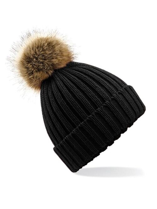 Beanie Heavy Knit Faux Fur