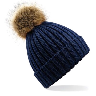 Beanie Heavy Knit Faux Fur