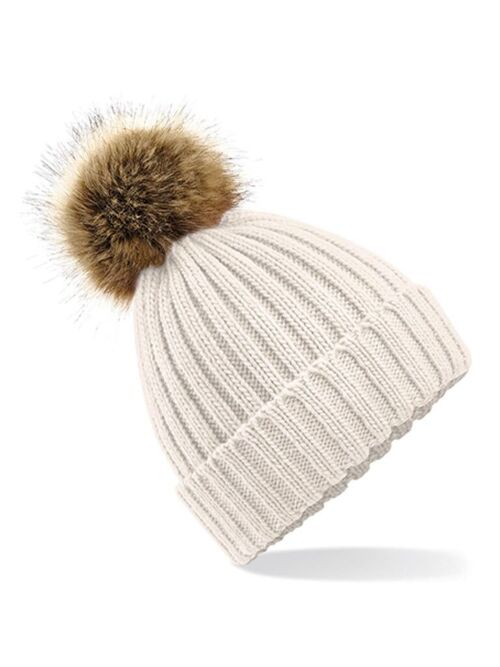 Beanie Heavy Knit Faux Fur