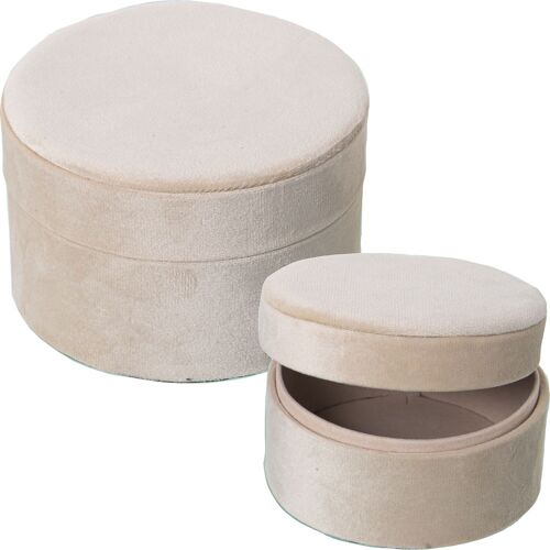 SET 2 CAJAS JOYERO TERCIOPELOCREMA °13X9CM+°10X7CM ST25052