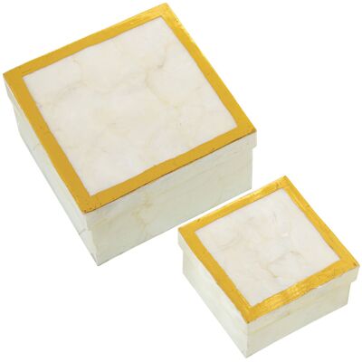 SET 2 SCATOLE NACAR FILOORO VERNICIATE NATURALE _13X13X8 E 9X9X6 ST38638