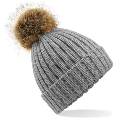 Beanie Heavy Knit Faux Fur