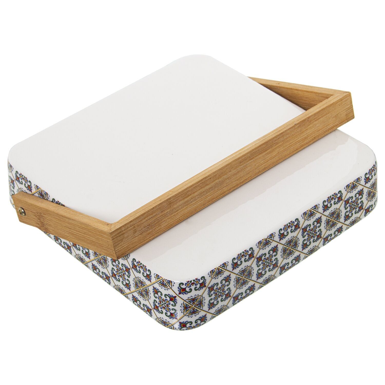 Ceramic napkin holder with wood 18x18x4cm st1166