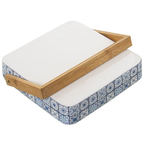 SERVILLETERO CERAMICA C/MADERA _18X18X4CM ST1184