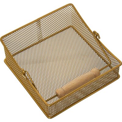 GOLDEN GRID METAL NAPKIN HOLDER WITH HANDLE 18X18X8/13CM ST82836