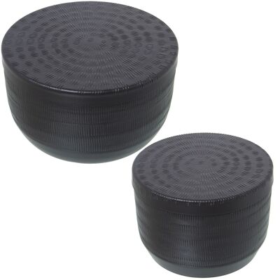 SET 2 CAJAS ALUMINIO TALLADO NEGRO _°13X9+°16X10CM ST74195