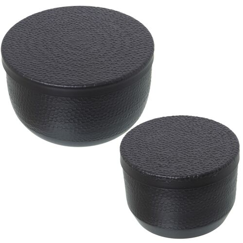 SET 2 CAJAS ALUMINIO TALLADO NEGRO _°13X9+°16X9,5CM ST74182