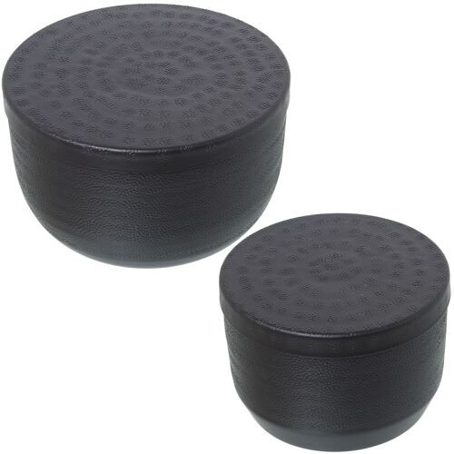 SET 2 CAJAS ALUMINIO TALLADO NEGRO _13X9+16X9,5CM ST74167