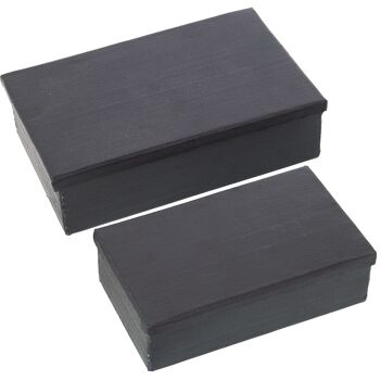 SET 2 BOITES EN ALUMINIUM SCULPTÉ NOIR _23X14X7+28X18X8CM ST74168 1