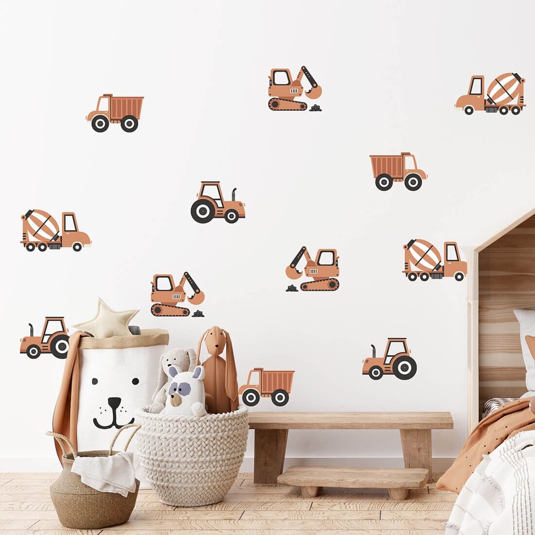 Autocollant mural | Véhicules de construction bohèmes
