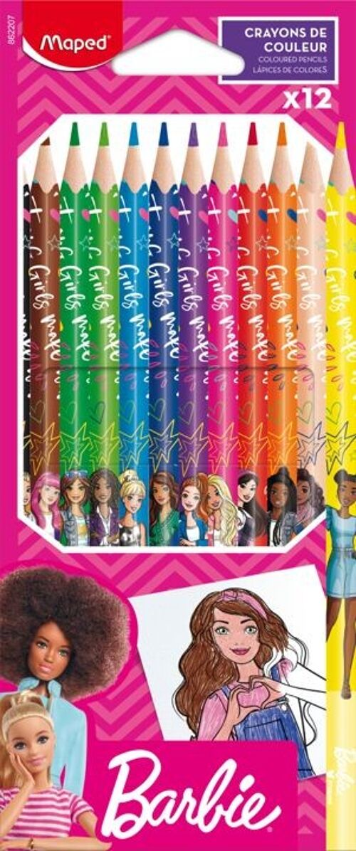 CRAYONS DE COULEUR BARBIE X12 BOITE CARTON