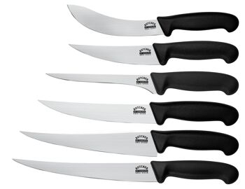 Set de 6 couteaux ( Boucher SBU0066, Skinning SBU00, Petit couteau SBU0064, Couteau à désosser SBU0063, Couteau Long Slicer SBU0049, Filet Knife Fisherman SBU0048F) sac inclus - SBU-0260