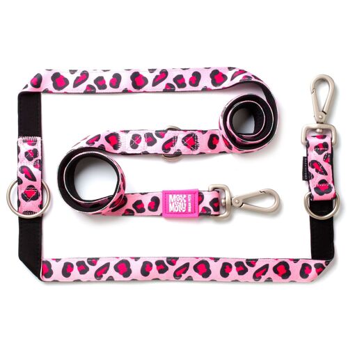 Dog Multi-Function Leash - Leopard Pink