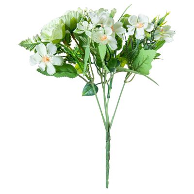 WHITE/GREENISH POLYESTER FLOWER BOUQUET _27CM ST27475