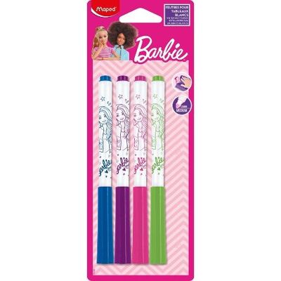 Pennarelli Barbie cancellabili a secco x4 - Maped - Pennarelli per ardesia bianca, scuola - In blister