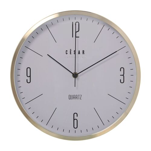 RELOJ PARED ALUMINIO DORADO 30CM-MVTO.SEGUNDERO CONTÍNUO °30X4,5CM-PILA:1XAA(NO INCLUI ST86113