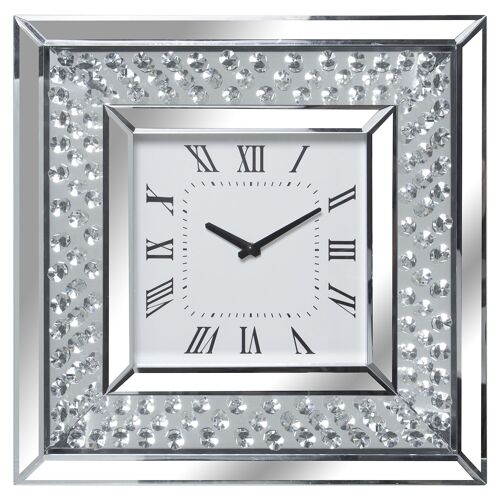 RELOJ PARED ESPEJO C/BRILLANTES 40X40CM 40X4,5X40CM, PILA:1XAA NO INC ST11720