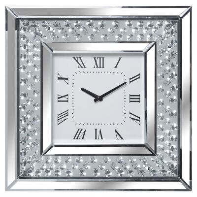 SPIEGELWANDUHR MIT DIAMANTEN 40X40CM 40X4,5X40CM, BATTERIE: 1XAA NO INC ST11720