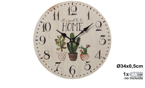 RELOJ PARED MADERA 34CM °34X0,5CM, PILA:1XAA NO INCLU ST23227