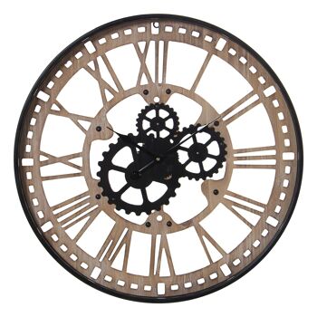 HORLOGE MURALE EN BOIS 60CM _°60X6CM, MÉCANISME SIMULÉ ST23259 1