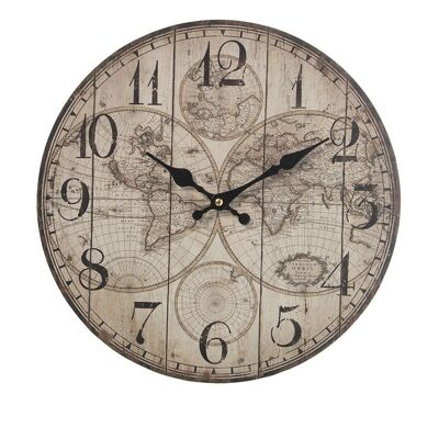 WOODEN WALL CLOCK ø34CM °34X4CM, BATTERY: 1XAA (NOT INCLUDED ST23149