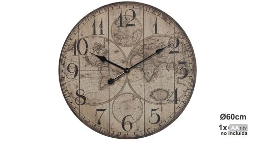 RELOJ PARED MADERA ø60CM °60CM, PILA:1XAA (NO INCLUIDA ST23154