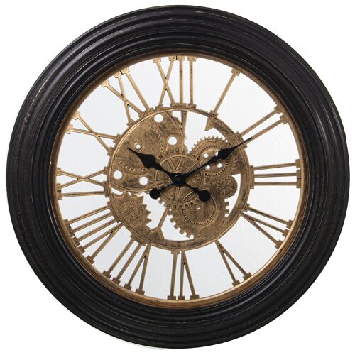 RELOJ PARED MELAMINA NEGRO/DORADO, PILA 1XAA NO INCLUIDA _°58x6CM, ESFERA:°42,5CM ST23322