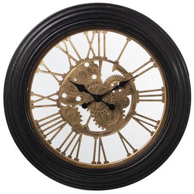 BLACK/GOLD MELAMINE WALL CLOCK, 1XAA BATTERY NOT INCLUDED _°58x6CM, DIAL:°42.5CM ST23322