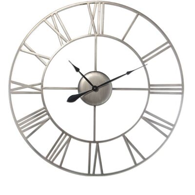 SILVER METAL WALL CLOCK ø90CM °90X4CM, BATTERY: 1XAA (NOT INCLUDED ST23164