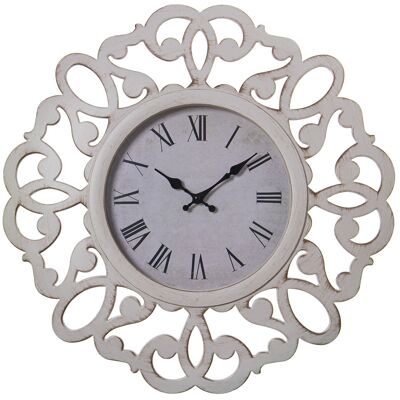 HORLOGE MURALE EN RÉSINE BLANCHE, BATTERIE: 1XAA NON INCLUSE °50X4CM, CADRAN:°23,5CM ST23312