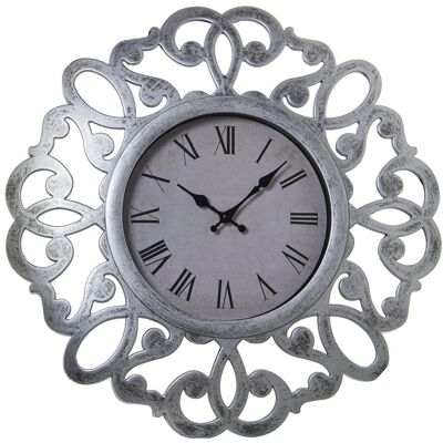 HORLOGE MURALE EN RÉSINE ARGENTÉE, BATTERIE: 1XAA NON INCLUSE °50X4CM, CADRAN:°23,5CM ST23311