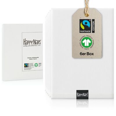 Servilletas de tela HAPPYNAPS® (BLANCO) servilletas caja de 6 | 100% algodón FAIRTRADE en calidad orgánica (GOTS)