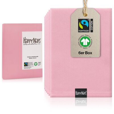 Servilletas de tela HAPPYNAPS® (ROSA) Servilletas Caja de 6 | 100% algodón FAIRTRADE en calidad orgánica (GOTS)