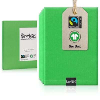 HAPPYNAPS® cloth napkins (GREEN) napkins box of 6 | 100% FAIRTRADE cotton in organic quality (GOTS)