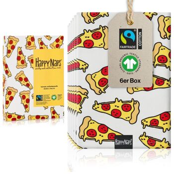 Serviettes en tissu HAPPYNAPS® (PIZZA) boîte de 6 | 100% coton FAIRTRADE de qualité biologique (GOTS) 2