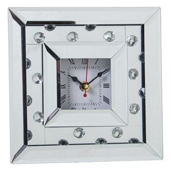 HORLOGE DE TABLE MIROIR VERRE/BOIS 20X5X20CM, 1XAA NON INCLUS ST12587 1