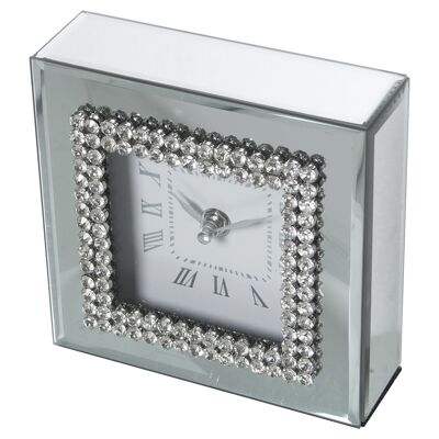 MIRROR TABLE CLOCK WITH DIAMONDS 15X5X15CM, BATTERY: 1XAA NOT INCLUDED ST11673