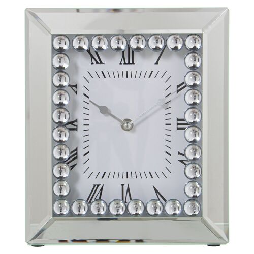 RELOJ SOBREMESA ESPEJO C/BRILLANTES, PILA: 1XAA NO INCLUIDA 22X6X26CM, ESFERA:16X20CM ST71764