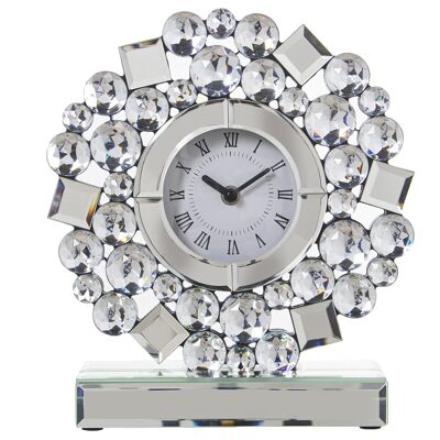 MIRROR TABLE CLOCK WITH DIAMONDS, BATTERY: 1XAA NOT INCLUDED 25X8X28CM, DIAL: °9CM ST71765