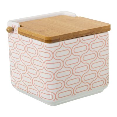 SALERO CERAMICA C/TAPA MADERA _12X12X12CM ST1170