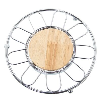 CHROME METAL TABLETOP WITH WOODEN CENTER °20X2CM, WOOD: °10CM ST82849