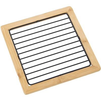 PIANO IN METALLO NERO CON STRUTTURA IN LEGNO 18X18X1.5CM, GRIGLIA: 15X15CM ST82855