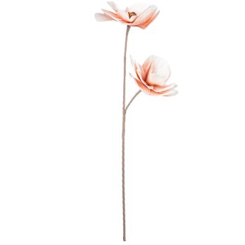 BRANCHE AVEC 2 FLEURS ROSE POLYESTER _80CM ST27450 3