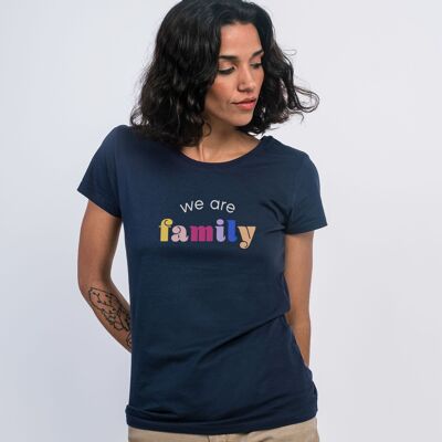 MARINEBLAUES DAMEN-T-Shirt „WE ARE FAMILY“.