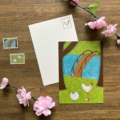 Postkarten-Hühner im Bridge Picnic Park Frühlingsnatur